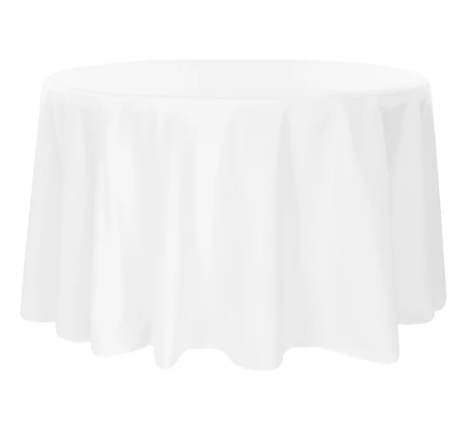 White 108 inch Tablecloth for 60inch Round Table